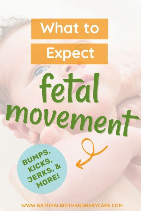 Baby with striking eyes behind text for fetal movement graphic